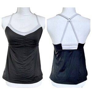 Black & White Racerback Tankini Top Bathing Suit with Adjustable Straps Size S